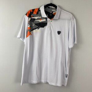 Automobili Lamborghini White Travel Polo Shirt Official Mens Large Logo